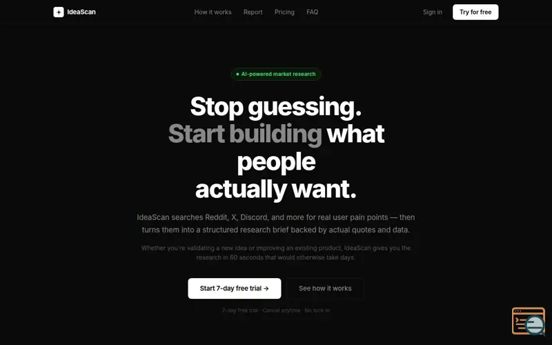 Screenshot of IdeaScan