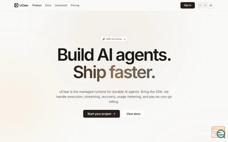 Screenshot of UClaw