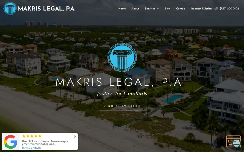 Screenshot of Makris Legal, P.A.