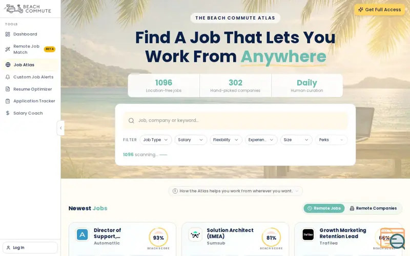 Screenshot of Work From Anywhere Jobs & Tools