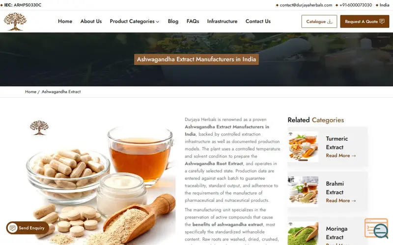 Screenshot of Durjaya Herbals