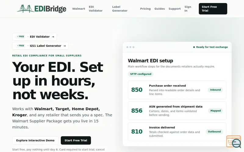 Screenshot of EDIBridge