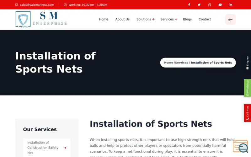 Screenshot of Sports Facility Netting Installation