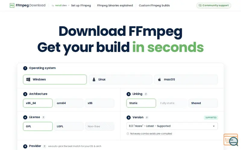 Screenshot of Simple FFmpeg Download
