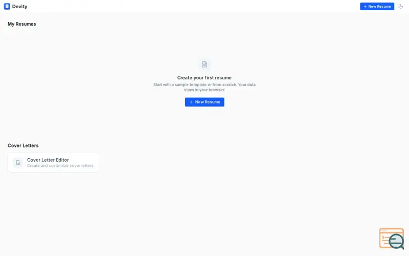 Screenshot of Devity Resume
