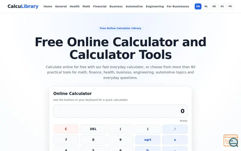 Screenshot of CalcuLibrary