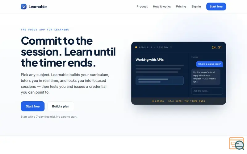 Screenshot of Learnable — Learn it. Prove it.