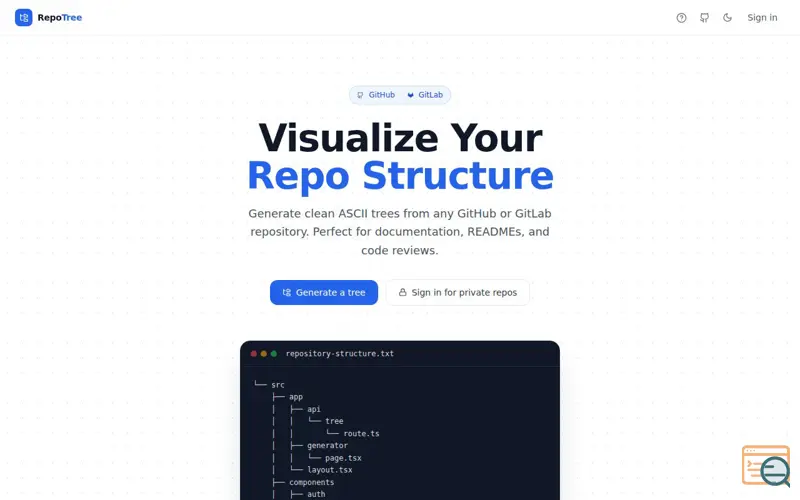 Screenshot of RepoTree