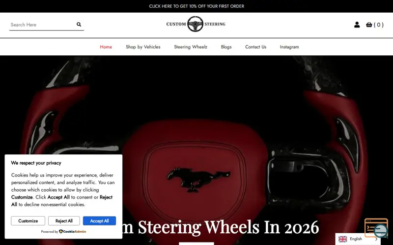 Screenshot of Custom Steering Wheels - Steering wheels