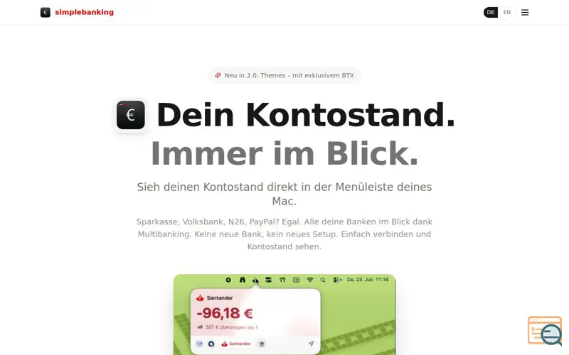 Screenshot of simplebanking 2.0