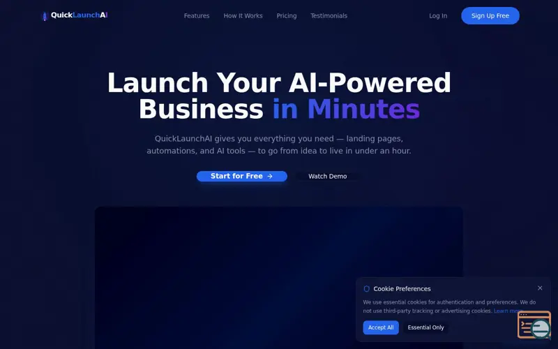 Screenshot of QuickLaunchAI