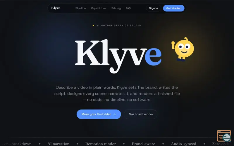 Screenshot of Klyve, a launch using GSAP