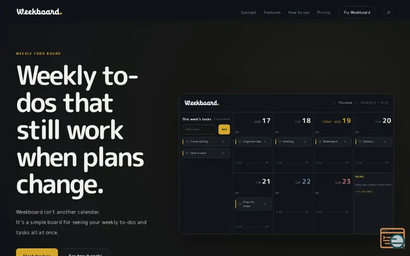 Screenshot of Weekboard