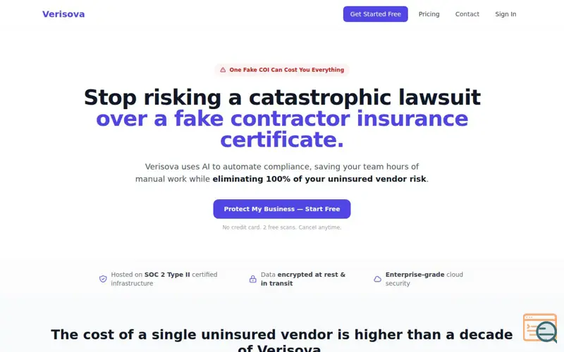 Screenshot of Verisova
