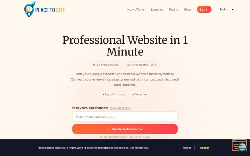 Screenshot of PlaceToSite