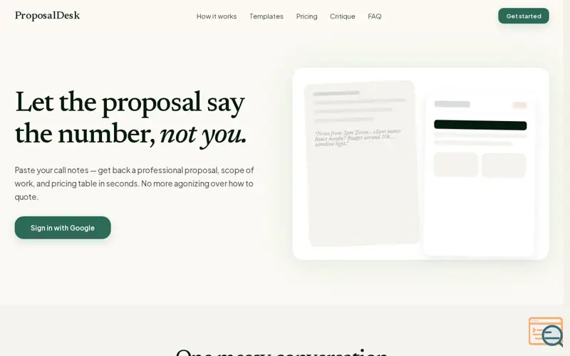 Screenshot of ProposalDesk