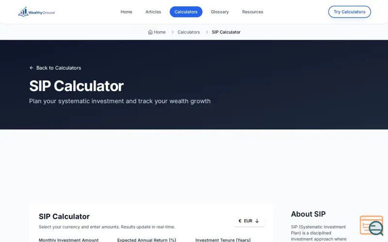Screenshot of Sip Calculator - Plan your MF investment