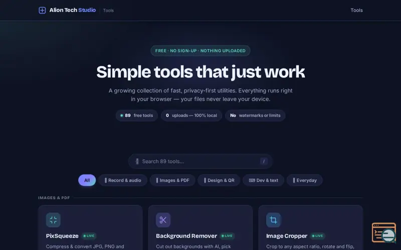 Screenshot of Free Online Tools( no sign up)