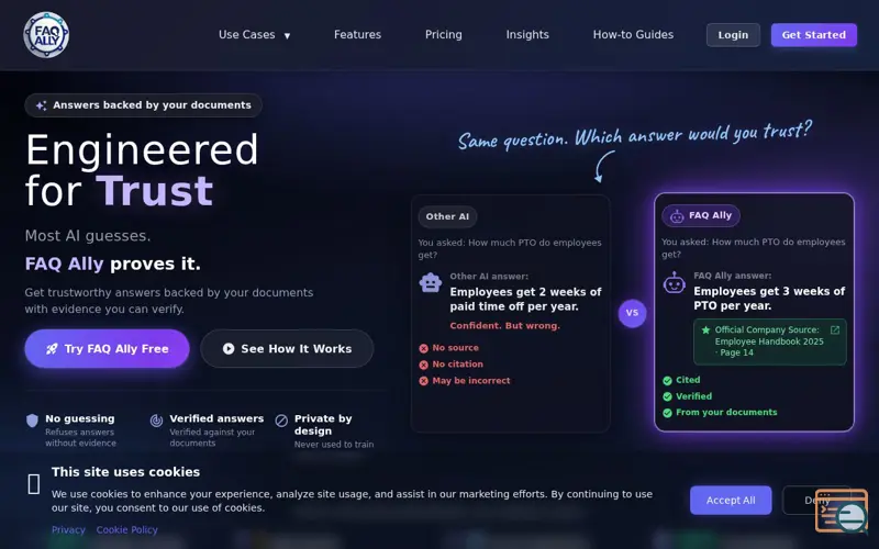 Screenshot of FAQ Ally