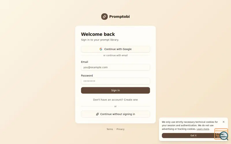 Screenshot of Promptobi