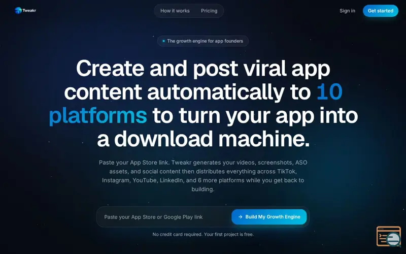 Screenshot of Tweakr — Content OS for App Founders