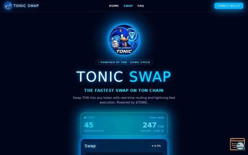 Screenshot of TONIC Swap — The Fastest Swap on TON