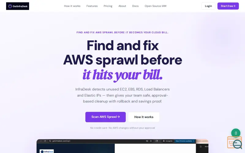 Screenshot of InfraDesk