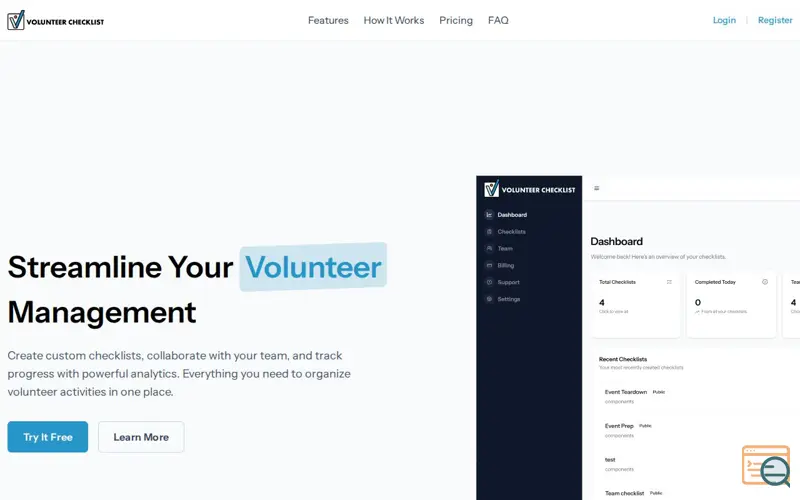 Screenshot of VolunteerChecklist