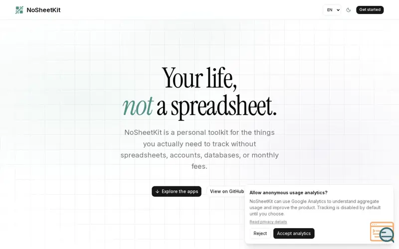 Screenshot of NoSheetKit