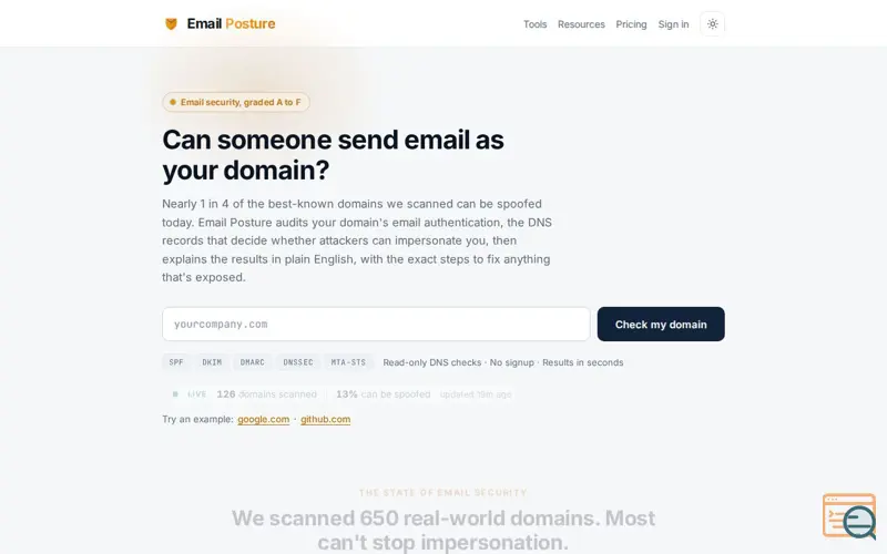 Screenshot of Email Posture