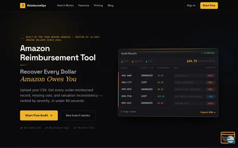 Screenshot of ReimburseOps