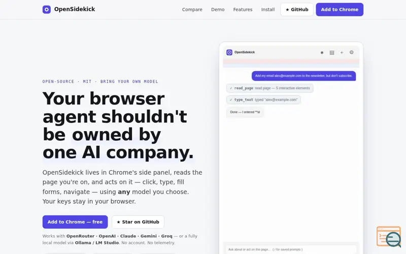 Screenshot of OpenSidekick