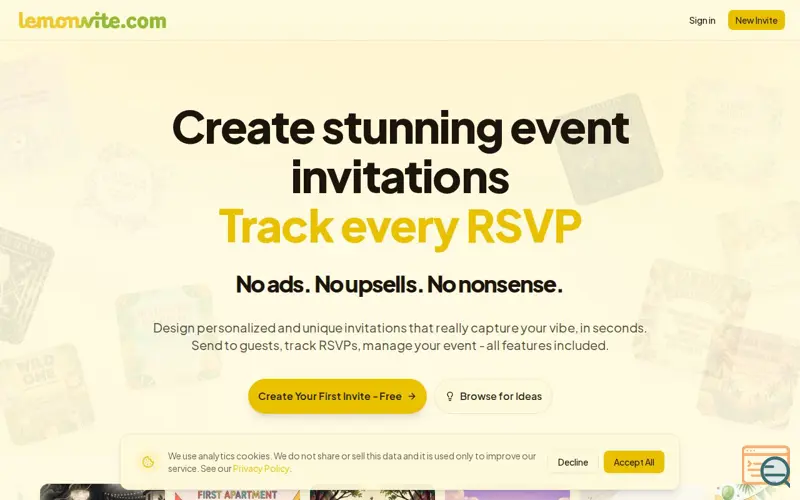 Screenshot of Lemonvite