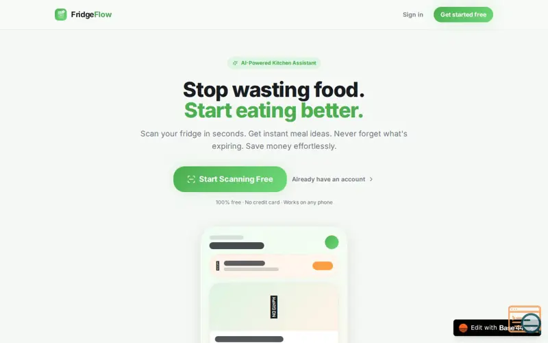 Screenshot of FridgeFlowFresh