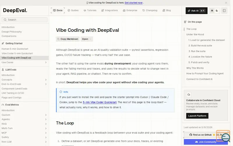 Screenshot of Deepeval, a launch using Kapa.ai