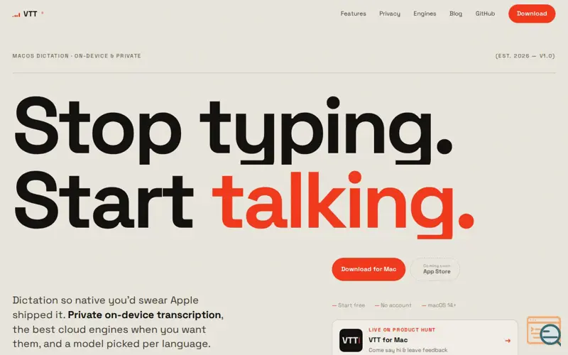 Screenshot of VTT for Mac