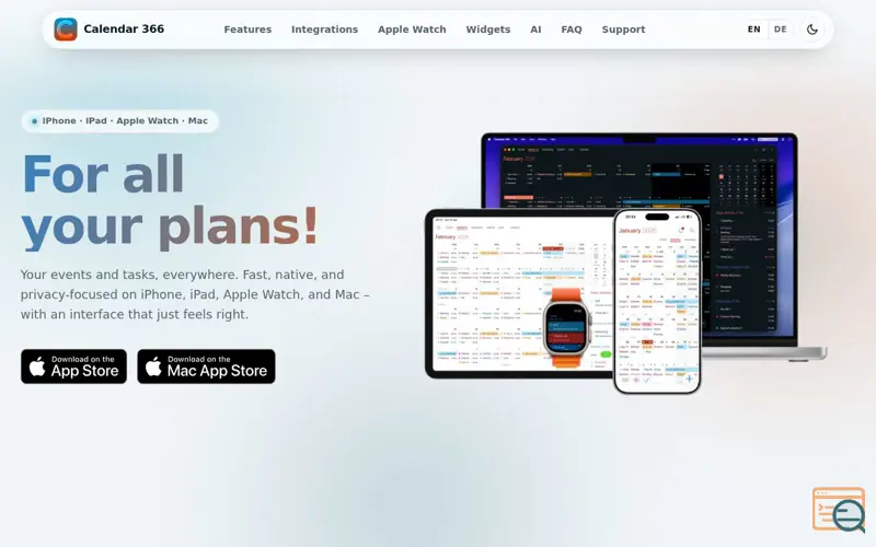 Screenshot of Calendar 366, a launch using Manitu