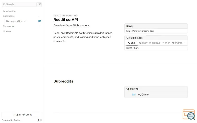Screenshot of Reddit scrAPI