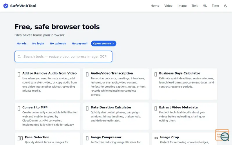 Screenshot of SafeWebTool
