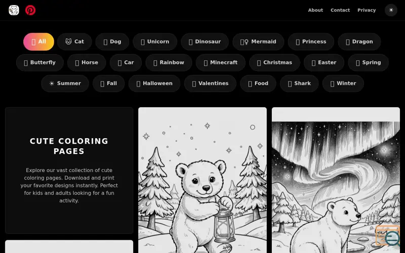 Screenshot of Cute Coloring Pages