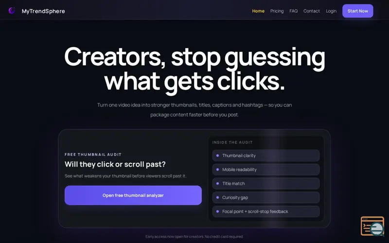 Screenshot of MyTrendSphere