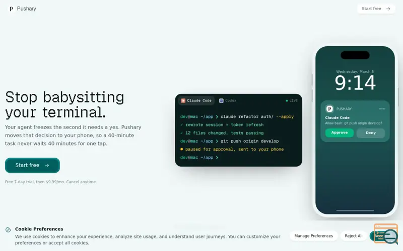 Screenshot of Pushary