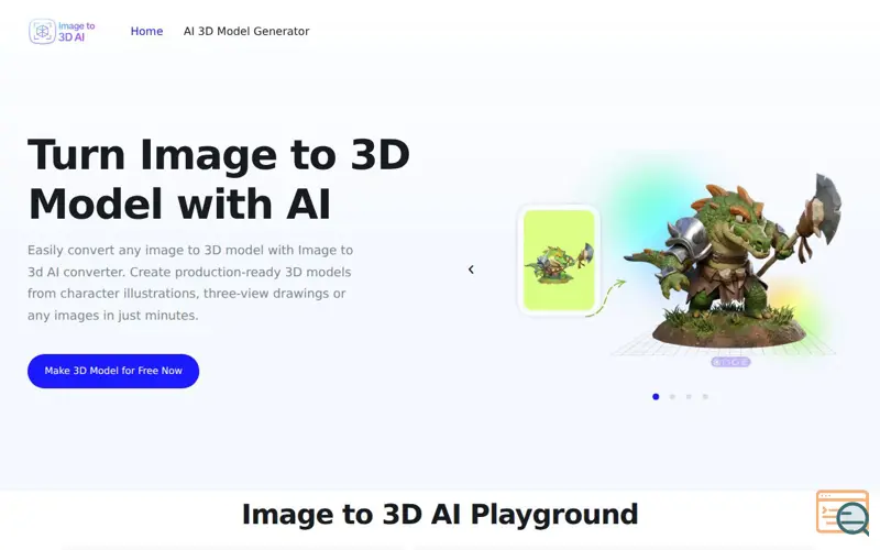 Screenshot of Image to 3D AI