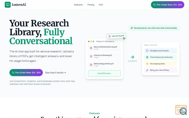 Screenshot of LumenAI