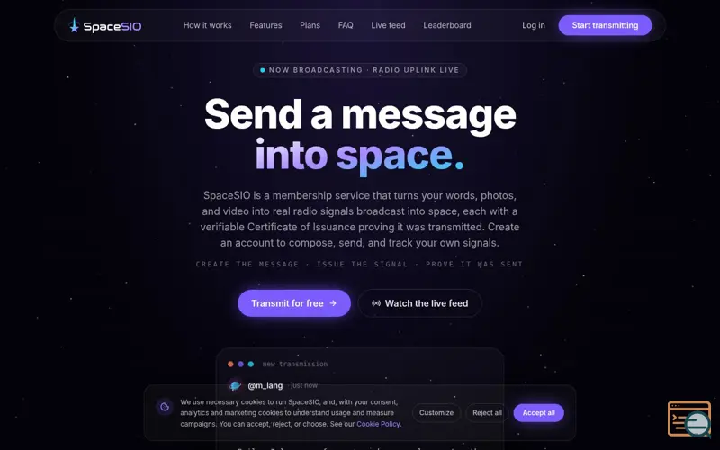 Screenshot of SpaceSIO