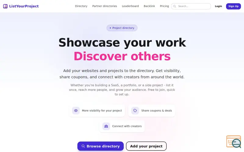 Screenshot of ListYourProject