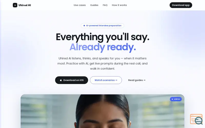 Screenshot of Uhired AI, a launch using Sensors Data