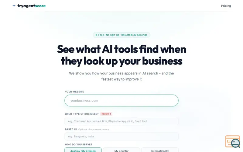 Screenshot of Tryagentscore
