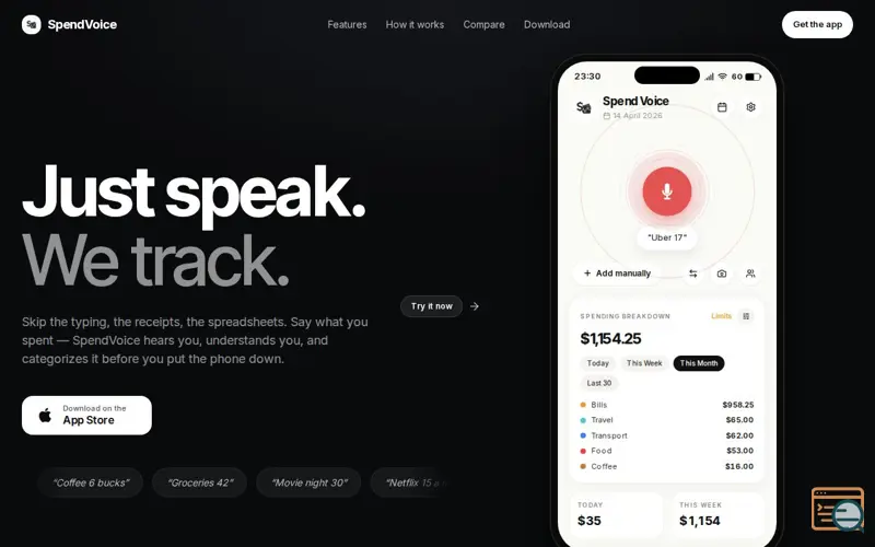 Screenshot of SpendVoice 