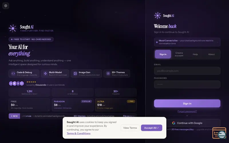 Screenshot of Sought AI